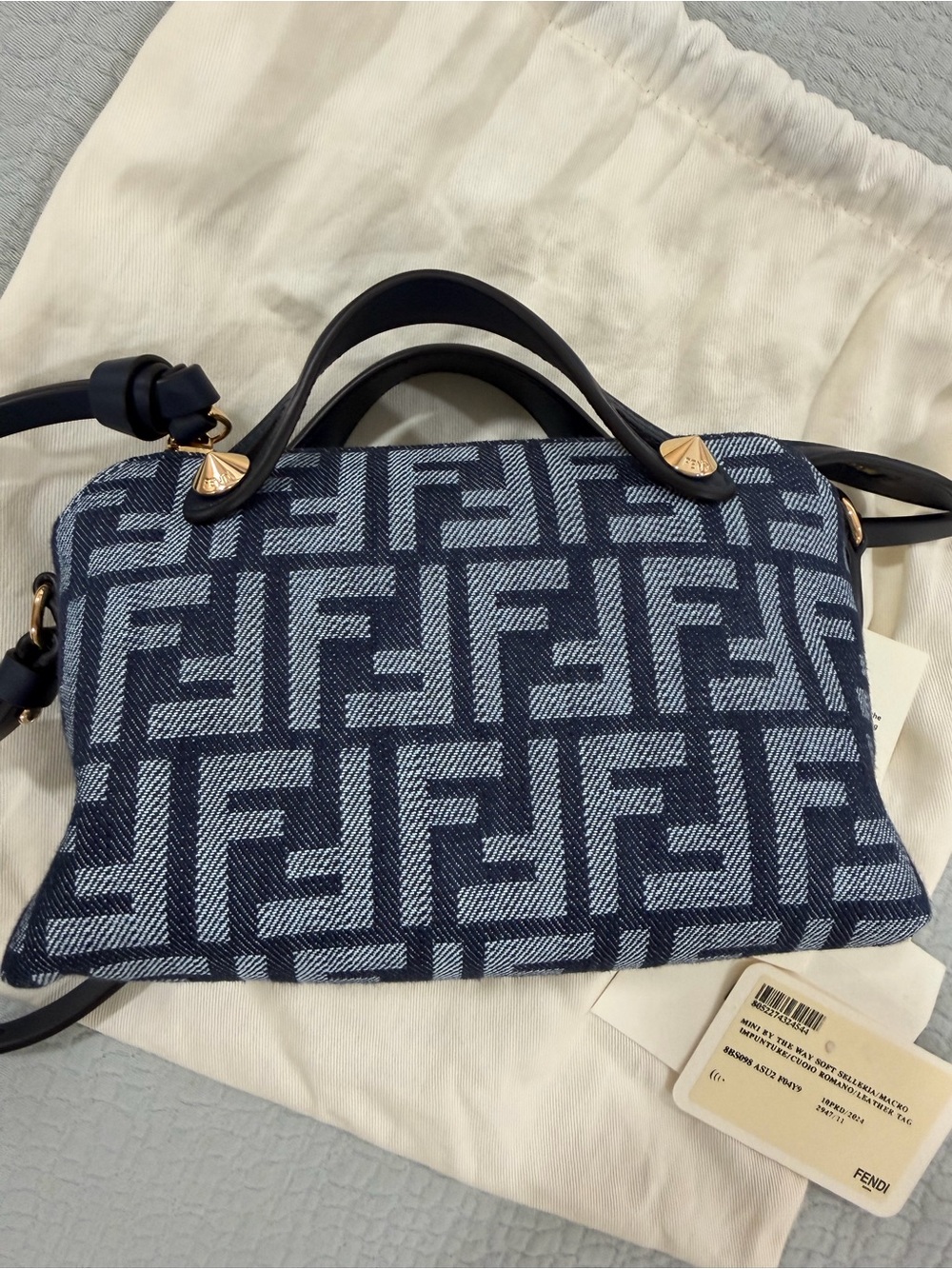 Fendi By The Way Denim Mini Shoulder Bag with Gold Hardware - Picture 14 of 14